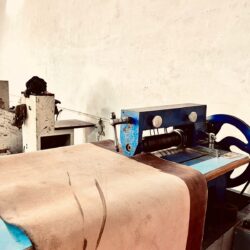 leather sheet on machine